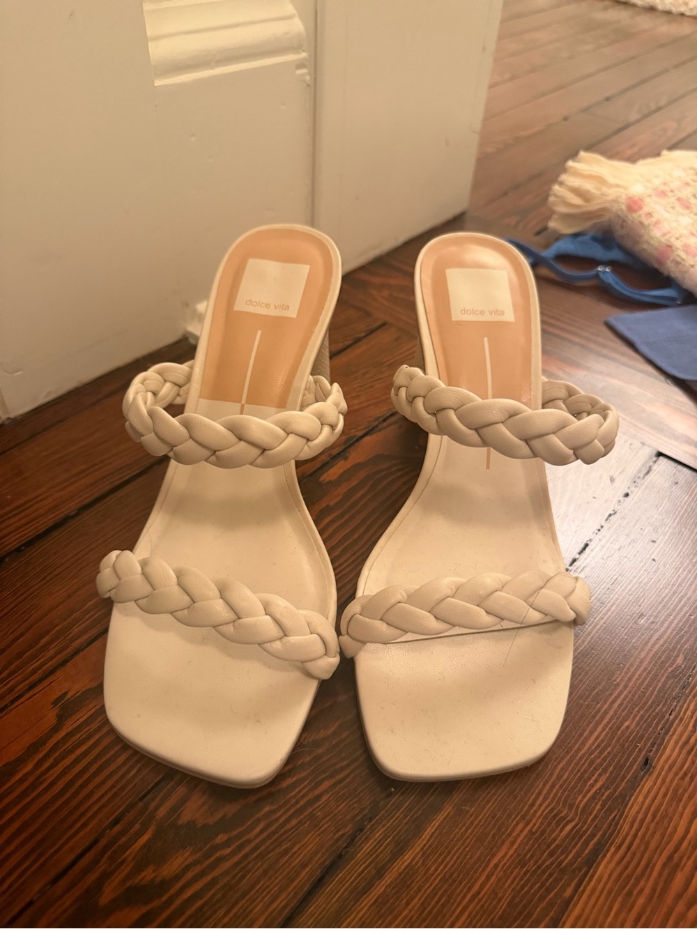 Dolce Vita Ivory Braided Double-Strap Mule Sandals